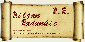 Miljan Radunkić vizit kartica